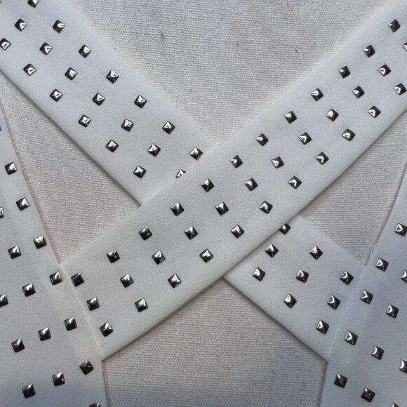 BCBGMaxAzria White Joline Studded Criss Cross Neck Blouse, Size XS - Picture 5 of 16